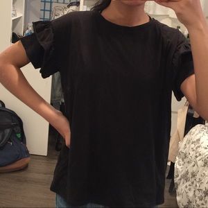 Black ruffle sleeve top
